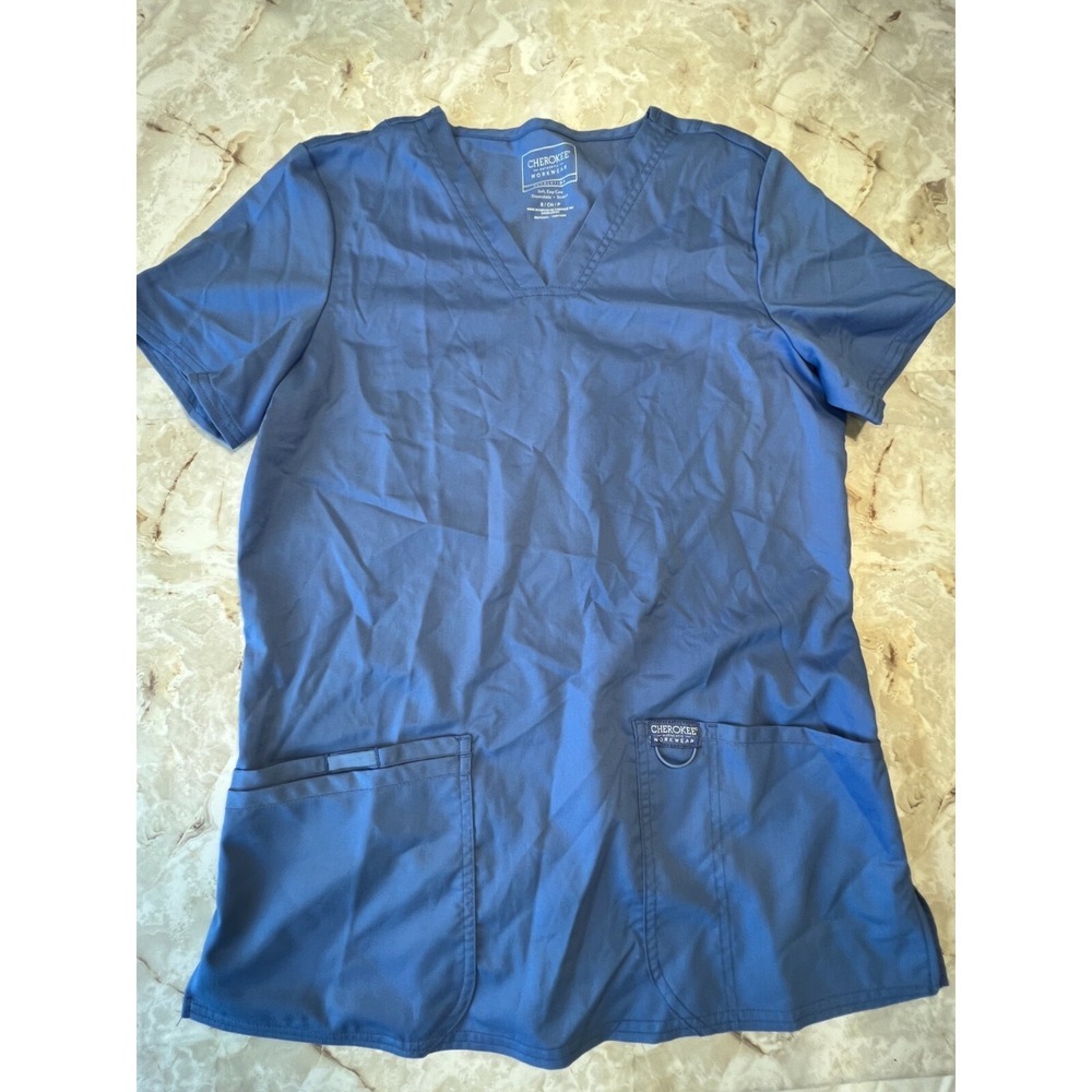 CHEROKEE Workwear stretch scrub top‎ Blue Women size S-New-no tags